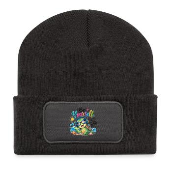 Sei du selbst – Turtle Beach Vibes - Recycelte Patch Beanie - Dunkelgrau - Vorne
