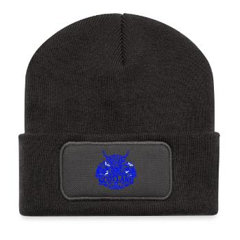 Highland Cow Crest in Schottland - Recycelte Patch Beanie - Dunkelgrau - Vorne