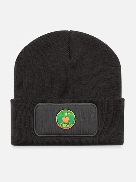 ICH BIN LIEBE - Recycelte Patch Beanie - Dunkelgrau