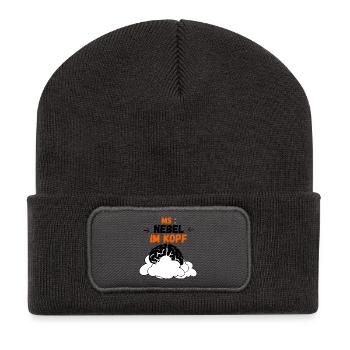 MS Brain Fog – Nebel im Kopf - Recycelte Patch Beanie - Dunkelgrau - Vorne