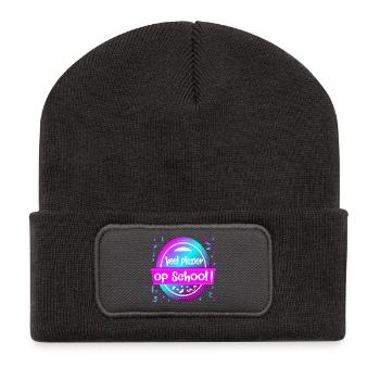 Viel Spaß in der Schule - Recycelte Patch Beanie - Dunkelgrau - Vorne