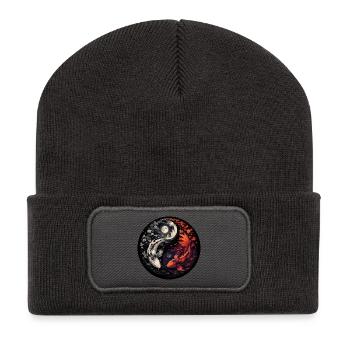  Koi Fische Kois-Karpfen Yin-Yang Koi Garten-Teich - Recycelte Patch Beanie - Dunkelgrau - Vorne
