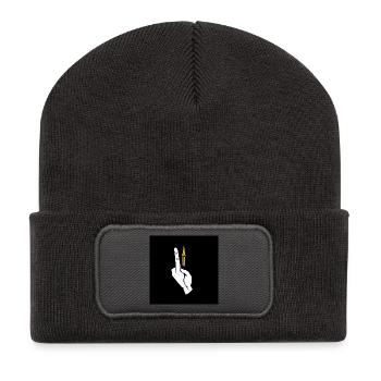 System Error: Der kosmische Mittelfinger - Recycelte Patch Beanie - Dunkelgrau - Vorne