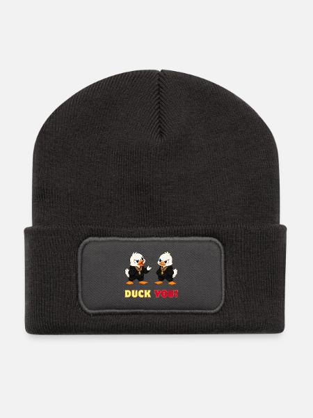 Duck You - Recycelte Patch Beanie - Dunkelgrau