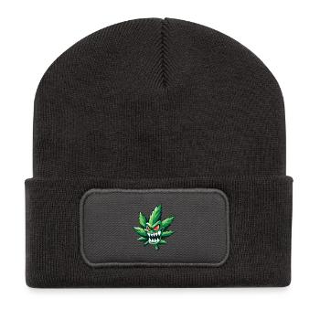 Angry hemp - Recycelte Patch Beanie - Dunkelgrau - Vorne