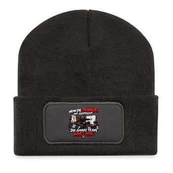 Wenn Trainer hat Gesprecht - Recycelte Patch Beanie - Dunkelgrau - Vorne