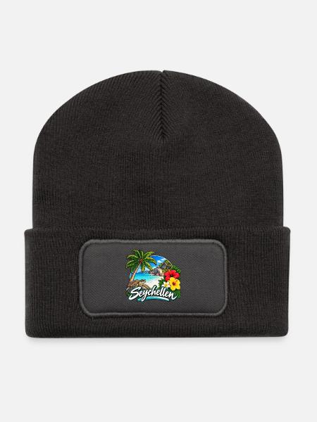 Seychellen – Traumstrand, Palmen & Paradies - Recycelte Patch Beanie - Dunkelgrau
