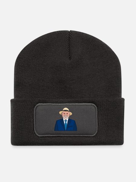 Präsident Lula da Silva Art – brasilianischer Führer - Recycelte Patch Beanie - Dunkelgrau