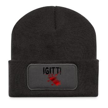Halloween Blutflecken Igitt - Recycelte Patch Beanie - Dunkelgrau - Vorne