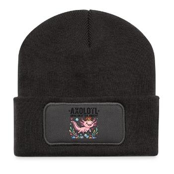 Viel los Axolotl Lustiger Weihnachtshumor - Recycelte Patch Beanie - Dunkelgrau - Vorne