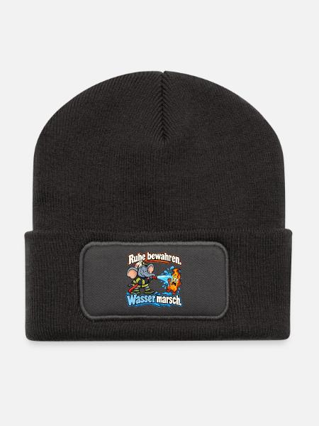 Feuerwehr-Elefant – Ruhe bewahren, Wasser marsch - Recycelte Patch Beanie - Dunkelgrau
