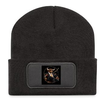 Reich werden am Bullenmarkt - Recycelte Patch Beanie - Dunkelgrau - Vorne