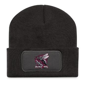 Biene Neon Schwarz-Weiß Tech - Recycelte Patch Beanie - Dunkelgrau - Vorne