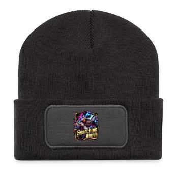 Neonwolf auf der Suche Oben - Recycelte Patch Beanie - Dunkelgrau - Vorne