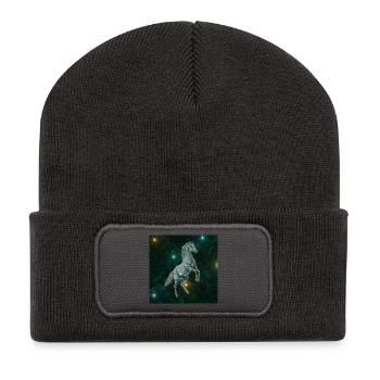 Sternenpferd im All - Recycelte Patch Beanie - Dunkelgrau - Vorne