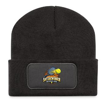 Satzgewinner – Aufschlag Laune - Recycelte Patch Beanie - Dunkelgrau - Vorne