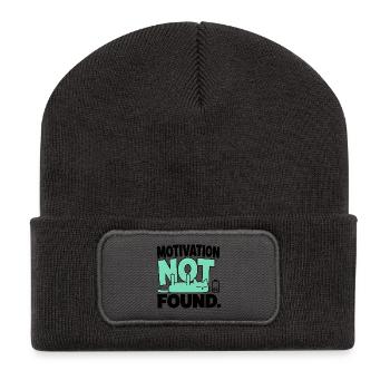 Chat-Humor – Motivation nicht gefunden - Recycelte Patch Beanie - Dunkelgrau - Vorne