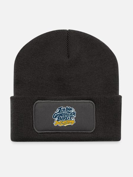 Grundsätzlich Bereit - Just not today - Recycelte Patch Beanie - Dunkelgrau