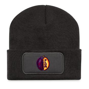 PLUM – Fruchtkunst - Recycelte Patch Beanie - Dunkelgrau - Vorne