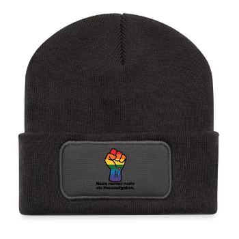NAZIS NERVEN MEHR ALS HAUSAUFGABEN, SCHÜLER, NONZS - Recycelte Patch Beanie - Dunkelgrau - Vorne