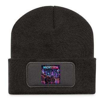 Nachtstrom Neonbike City - Recycelte Patch Beanie - Dunkelgrau - Vorne