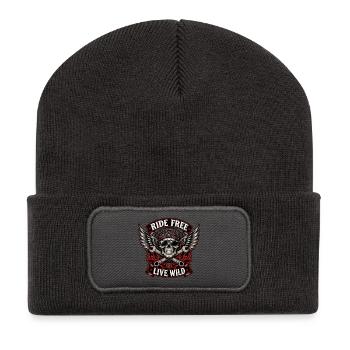 Ride Free Live Wild Skull - Recycelte Patch Beanie - Dunkelgrau - Vorne