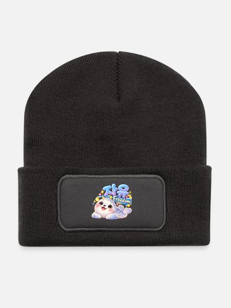 Kawaii Robben Freiheit Design - Recycelte Patch Beanie - Dunkelgrau