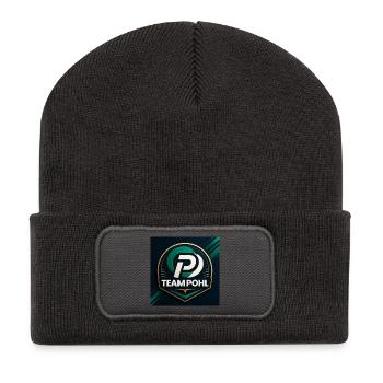 Team Pohl Logo Nachname Name Familie Firma - Recycelte Patch Beanie - Dunkelgrau - Vorne