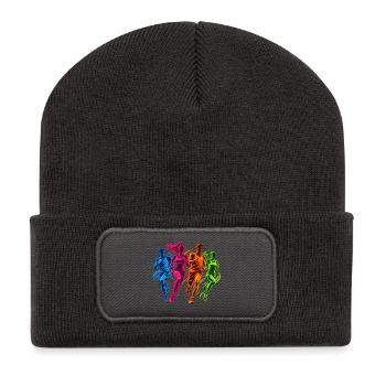 Joggen - Ein Motiv für Joggerinnen und Jogger  - Recycelte Patch Beanie - Dunkelgrau - Vorne