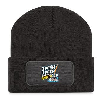 I Wish I Wish – Lustiger Putz Spruch - Recycelte Patch Beanie - Dunkelgrau - Vorne