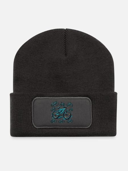 Türkisfarbenes Fahrrad in Burst - Recycelte Patch Beanie - Dunkelgrau