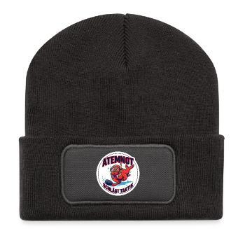 Unterwasserhockey-Puck-Pusher Design - Recycelte Patch Beanie - Dunkelgrau - Vorne