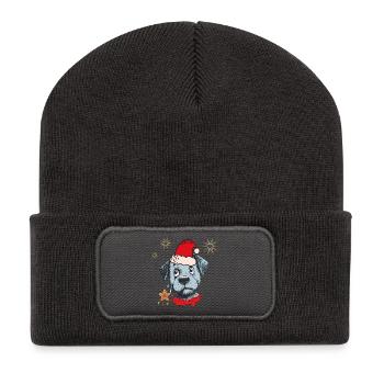 Weihnachten - Recycelte Patch Beanie - Dunkelgrau - Vorne