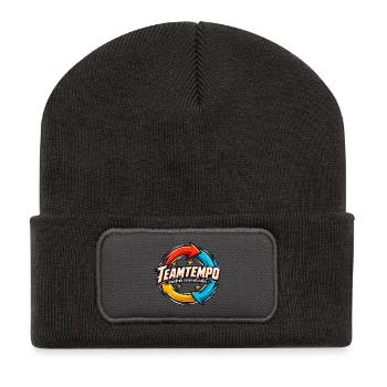 Teamtempo – Gemeinsam ziehen wir durch - Recycelte Patch Beanie - Dunkelgrau - Vorne
