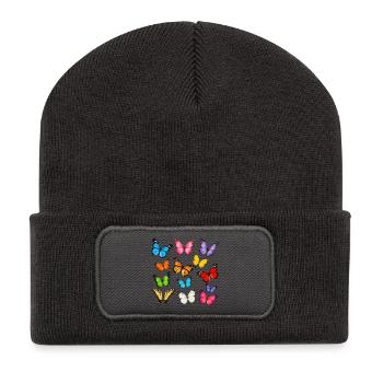 Regenbogenfalter im Flug - Recycelte Patch Beanie - Dunkelgrau - Vorne