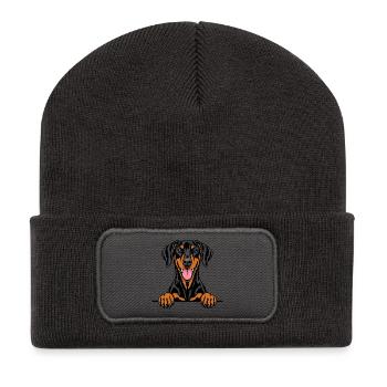 Dobermann Pinscher - Recycelte Patch Beanie - Dunkelgrau - Vorne