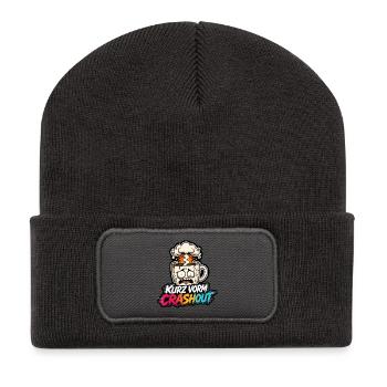Kurz vorm Crashout Kaffee Tasse gestresst Shirt - Recycelte Patch Beanie - Dunkelgrau - Vorne