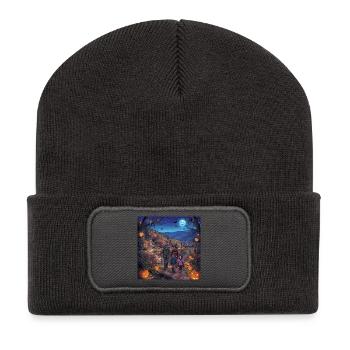 Halloween Familienwanderung - Recycelte Patch Beanie - Dunkelgrau - Vorne
