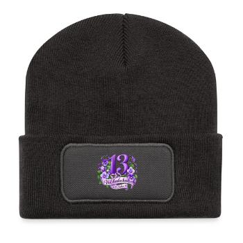 13.Hochzeitstag , Veilchenhochzeit 13 Jahre - Recycelte Patch Beanie - Dunkelgrau - Vorne