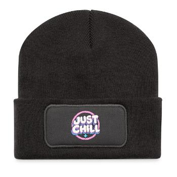 Just Chill Pastell Circle - Recycelte Patch Beanie - Dunkelgrau - Vorne