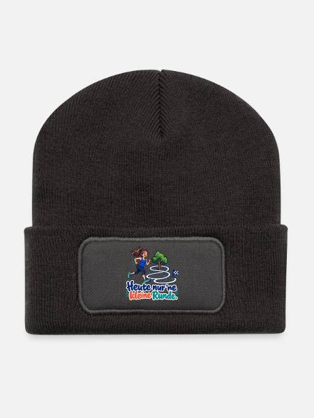 Joggerin auf kleiner Runde - Recycelte Patch Beanie - Dunkelgrau