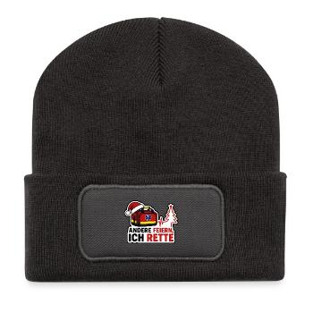 Andere feiern ich rette Rettungsdienst Weihnachten - Recycelte Patch Beanie - Dunkelgrau - Vorne