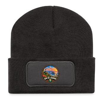 Rio de Janeiro Brasilien Stadt Küste Sonnenunterga - Recycelte Patch Beanie - Dunkelgrau - Vorne