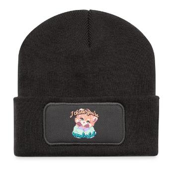 Roter Panda mit Herz - Recycelte Patch Beanie - Dunkelgrau - Vorne