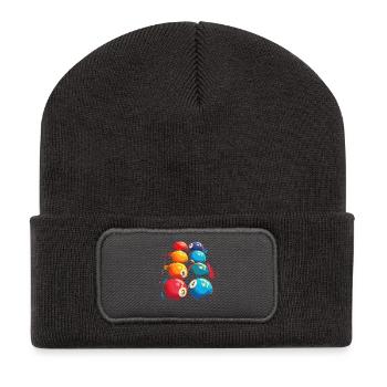 Lustiges Billard - Recycelte Patch Beanie - Dunkelgrau - Vorne