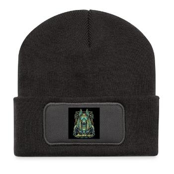 Cyberpunk Anubis Neo God - Recycelte Patch Beanie - Dunkelgrau - Vorne