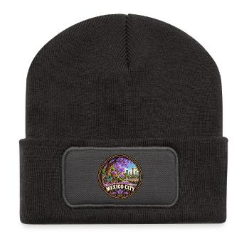 Lila Blumen Dschungel Urlaub Mexiko Stadt - Recycelte Patch Beanie - Dunkelgrau - Vorne