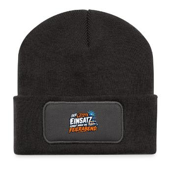 Letzter Einsatz Feierabend - Recycelte Patch Beanie - Dunkelgrau - Vorne