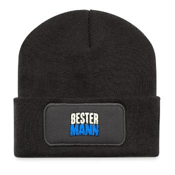 Bester Mann – Lustiger Männer Spruch - Recycelte Patch Beanie - Dunkelgrau - Vorne