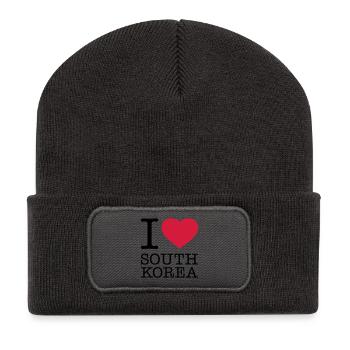 I LOVE SOUTH KOREA Südkorea - Recycelte Patch Beanie - Dunkelgrau - Vorne